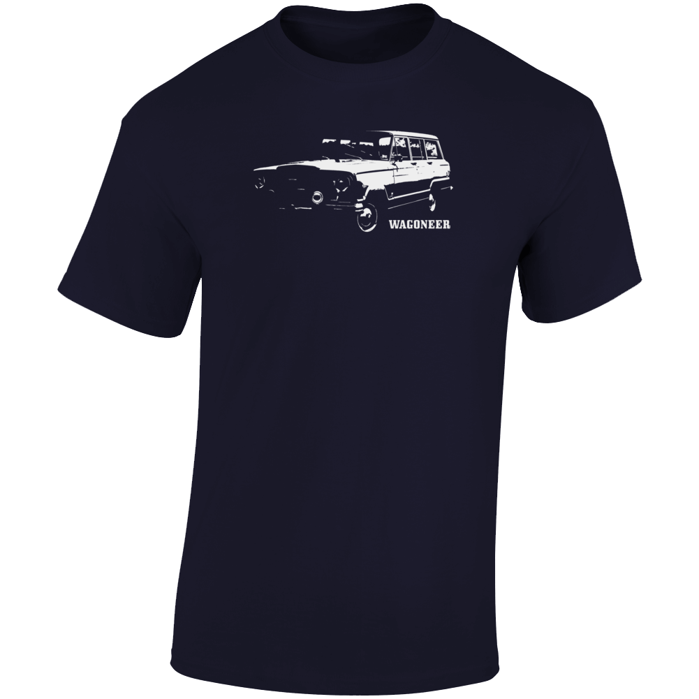 1970 Wagoneer Three Quarter Angle View With Model Name Dark Color T Shirt