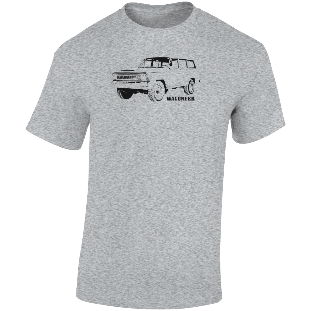 1973 Wagoneer Three Quarter Angle View With Model Name Light Color T Shirt