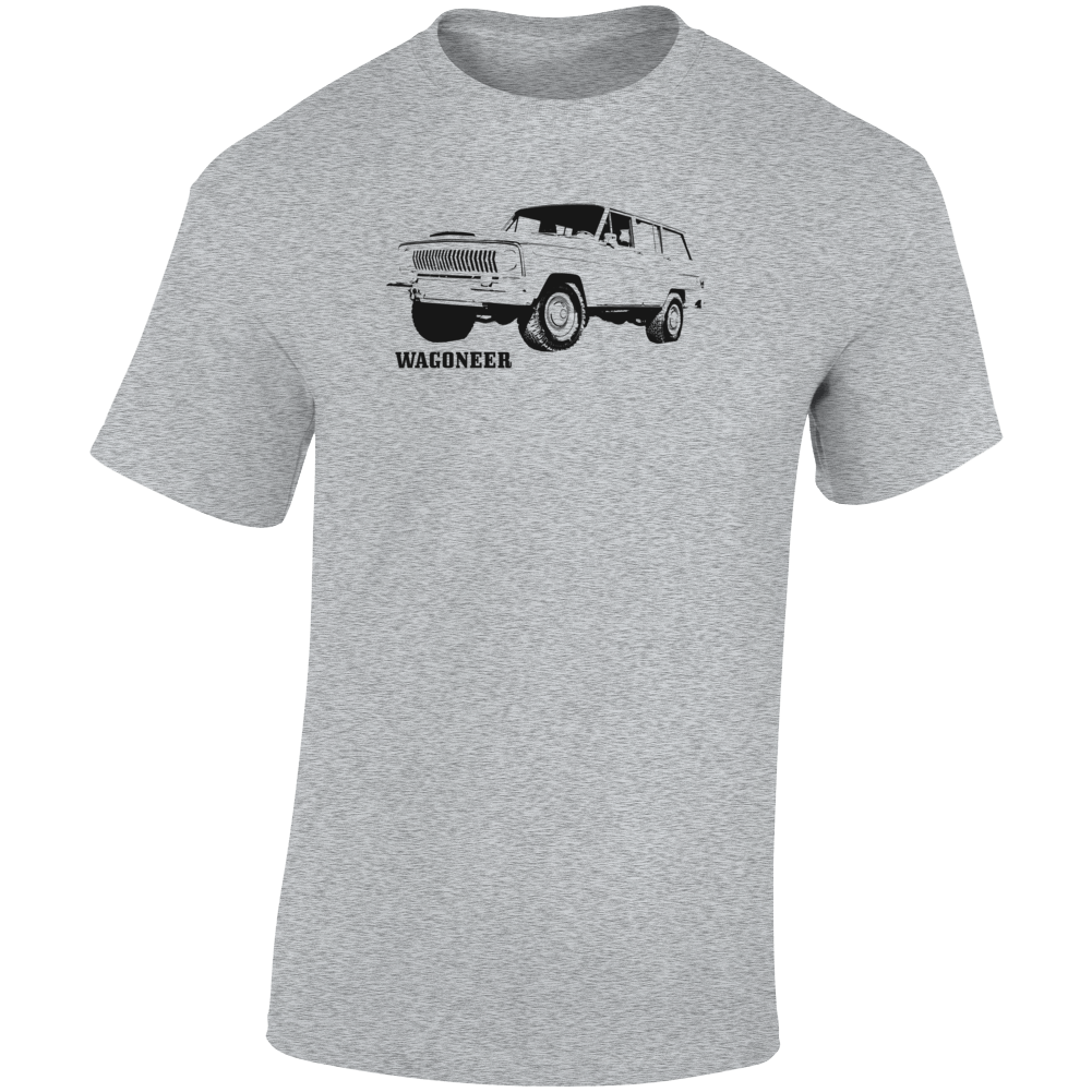 1976 Wagoneer Three Quarter Angle View With Model Name Light Color T Shirt