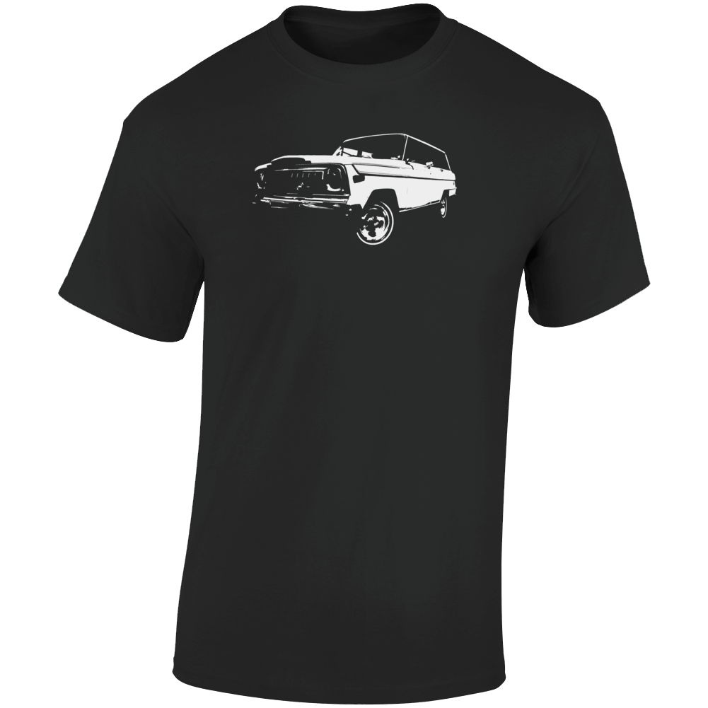 1977 Wagoneer Three Quarter Angle View Dark Color T Shirt