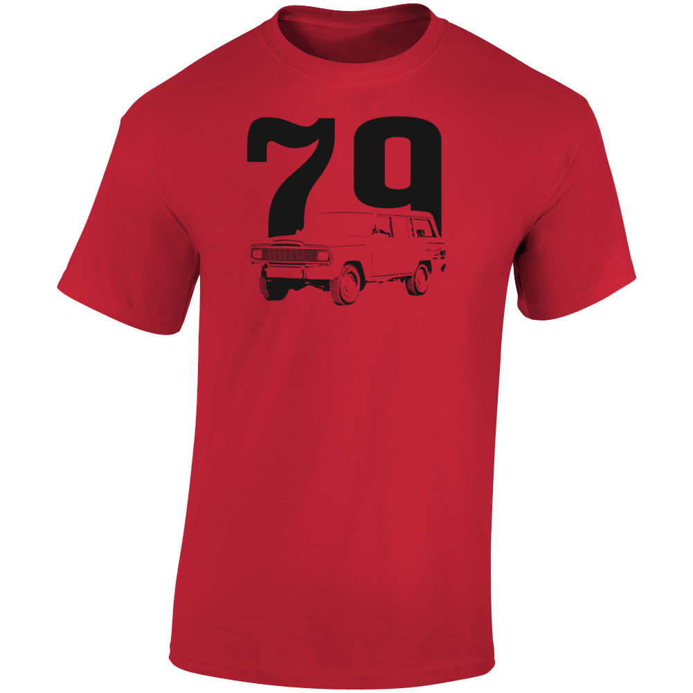 1979 Wagoneer Three Quarter Angle View With Year Light Color T Shirt