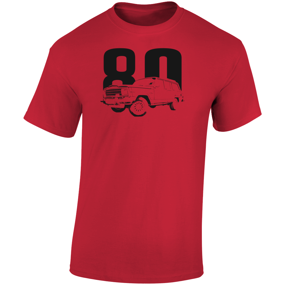 1980 Wagoneer Three Quarter Angle View With Year Light Color T Shirt