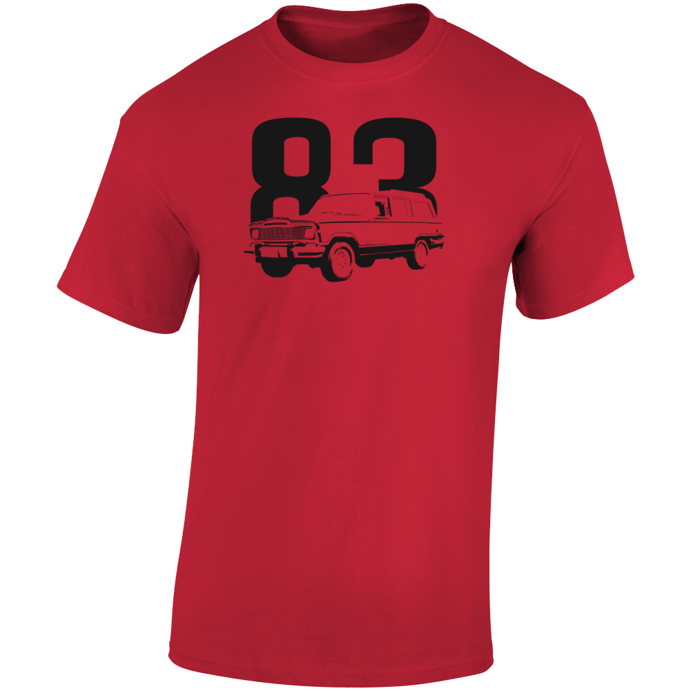 1983 Wagoneer Three Quarter Angle View With Year Light Color T Shirt