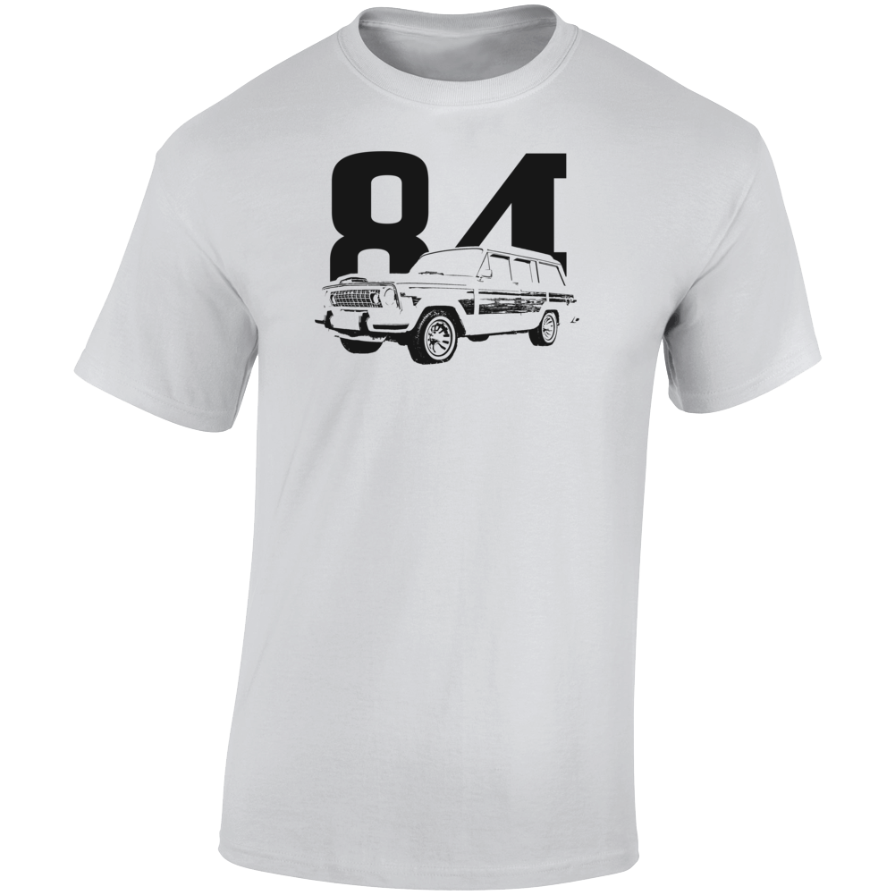 1984 Wagoneer Three Quarter Angle View With Year Light Color T Shirt