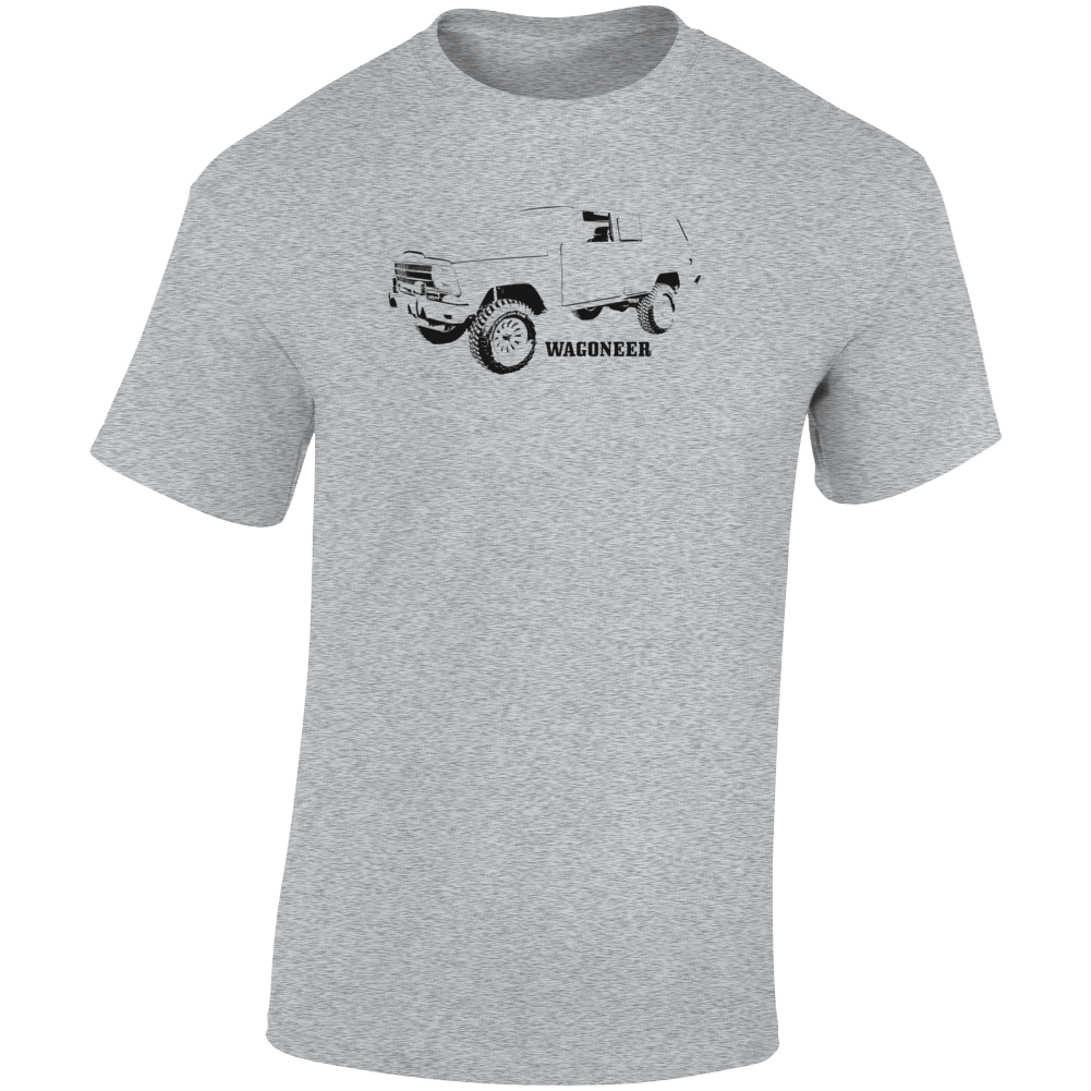1986 Wagoneer Three Quarter Angle View With Model Name Light Color T Shirt