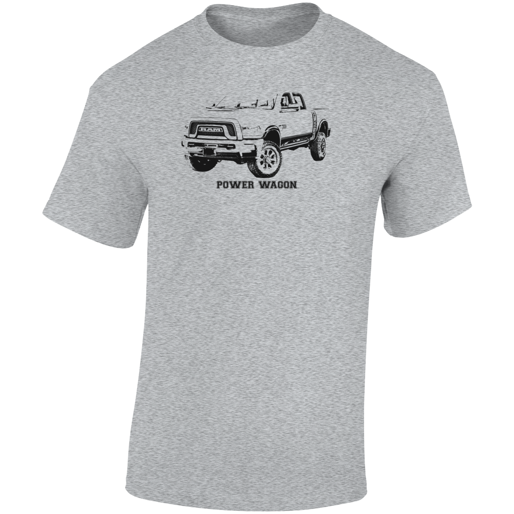 2017 Power Wagon Three Quarter Angle View With Model Name Light Color T Shirt