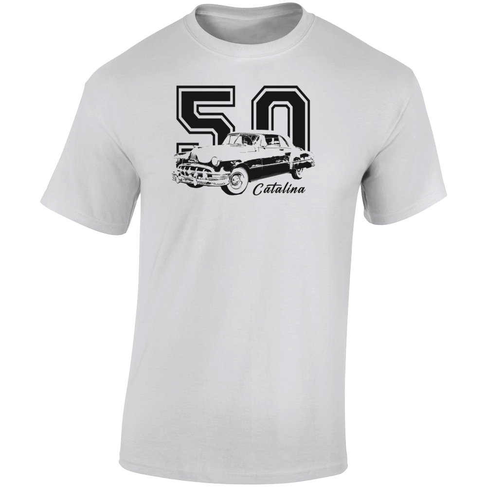 1950 Catalina Three Quarter Angle View With Year And Model Name Light Color T Shirt