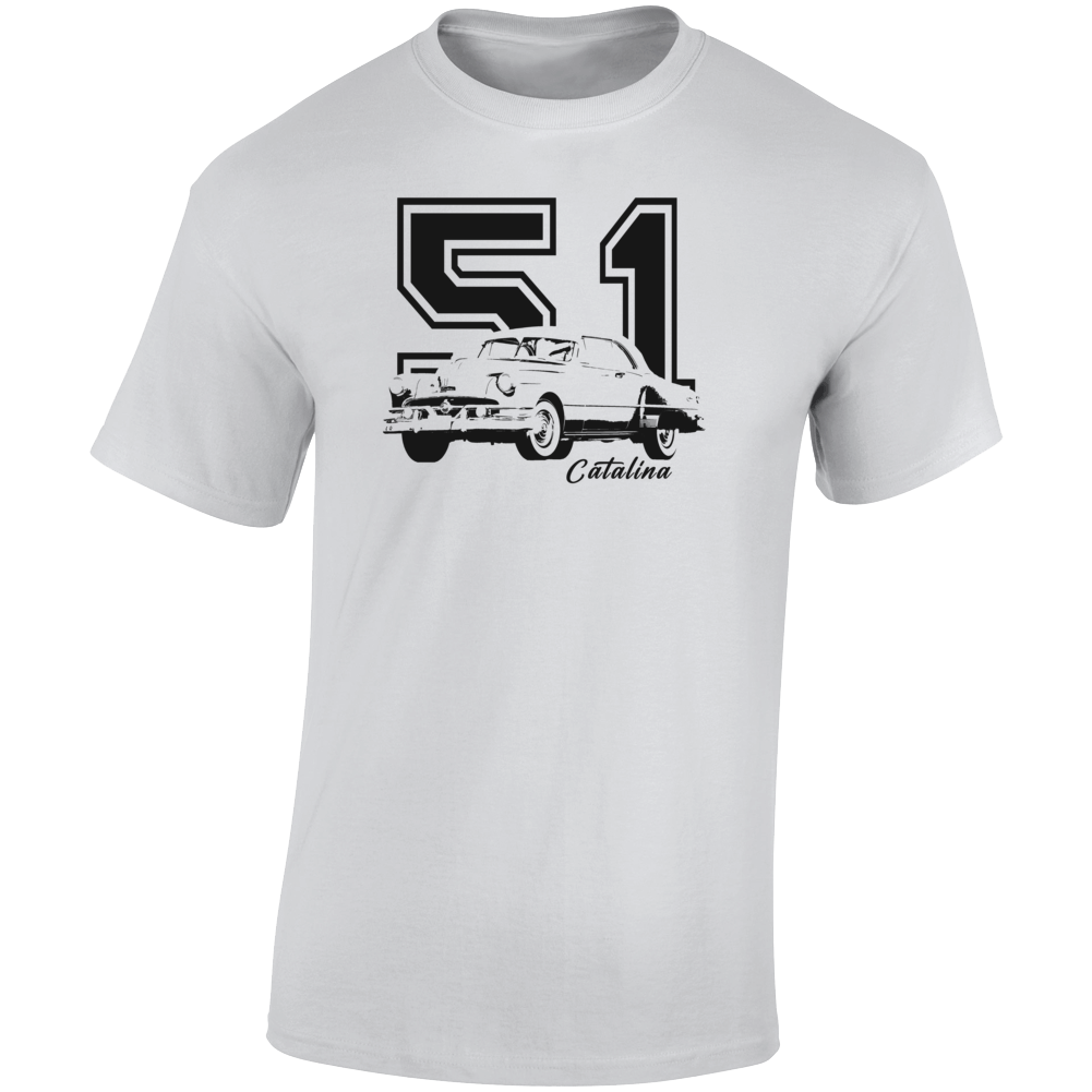 1951 Catalina Three Quarter Angle View With Year And Model Name Light Color T Shirt