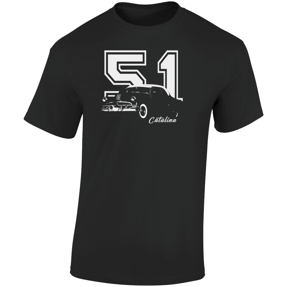 1951 Catalina Three Quarter Angle View With Year And Model Name Dark Color T Shirt