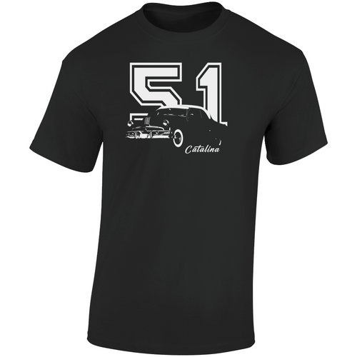 1951 Catalina Three Quarter Angle View With Year And Model Name Dark Color T Shirt