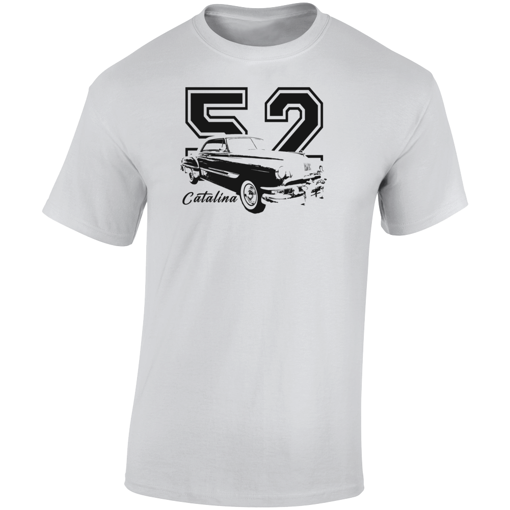 1952 Catalina Three Quarter Angle View With Year And Model Name Light Color T Shirt