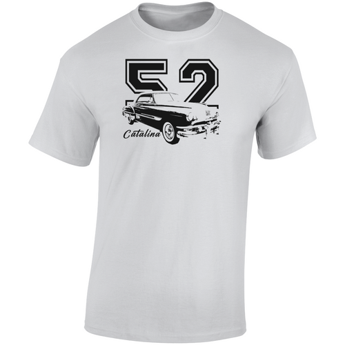 1952 Catalina Three Quarter Angle View With Year And Model Name Light Color T Shirt