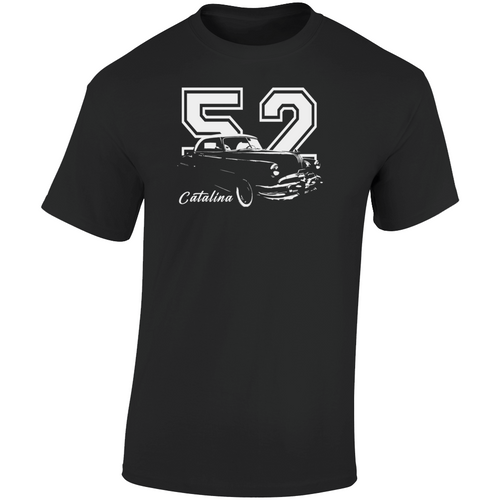 1952 Catalina Three Quarter Angle View With Year And Model Name Dark Color T Shirt