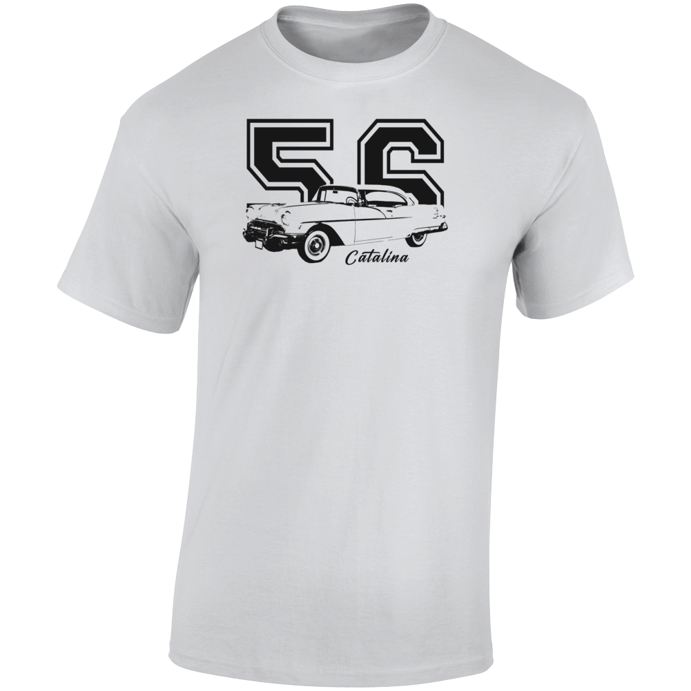 1956 Catalina Three Quarter Angle View With Year And Model Name Light Color T Shirt