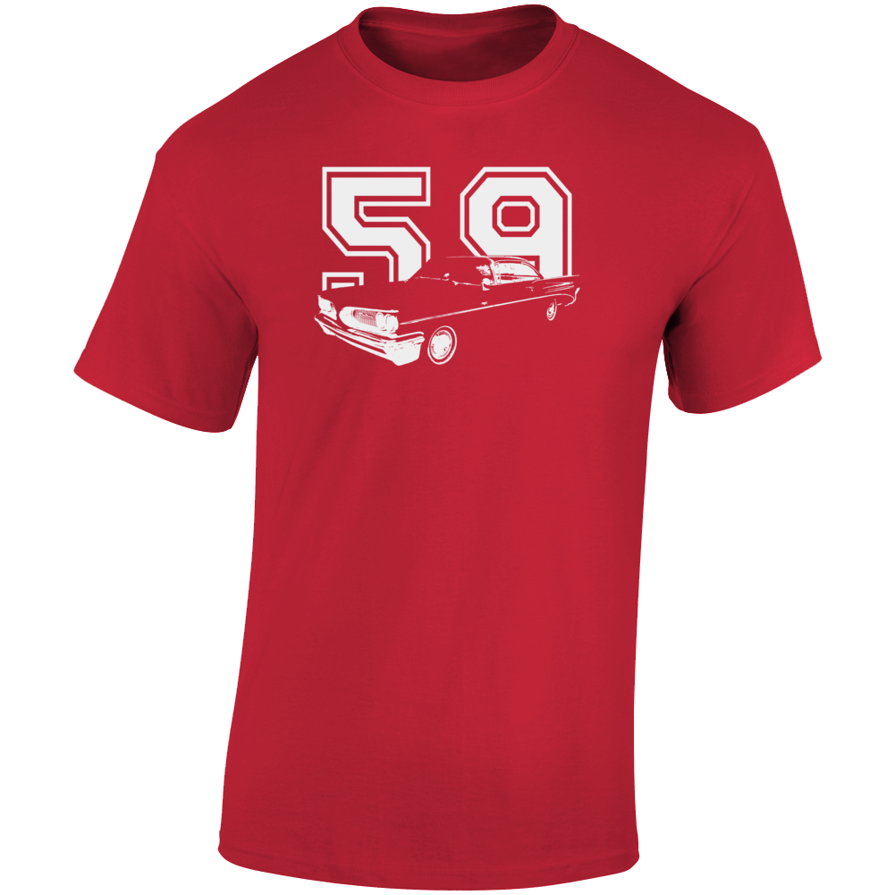 1959 Catalina Three Quarter Angle View With Year Dark Color T Shirt