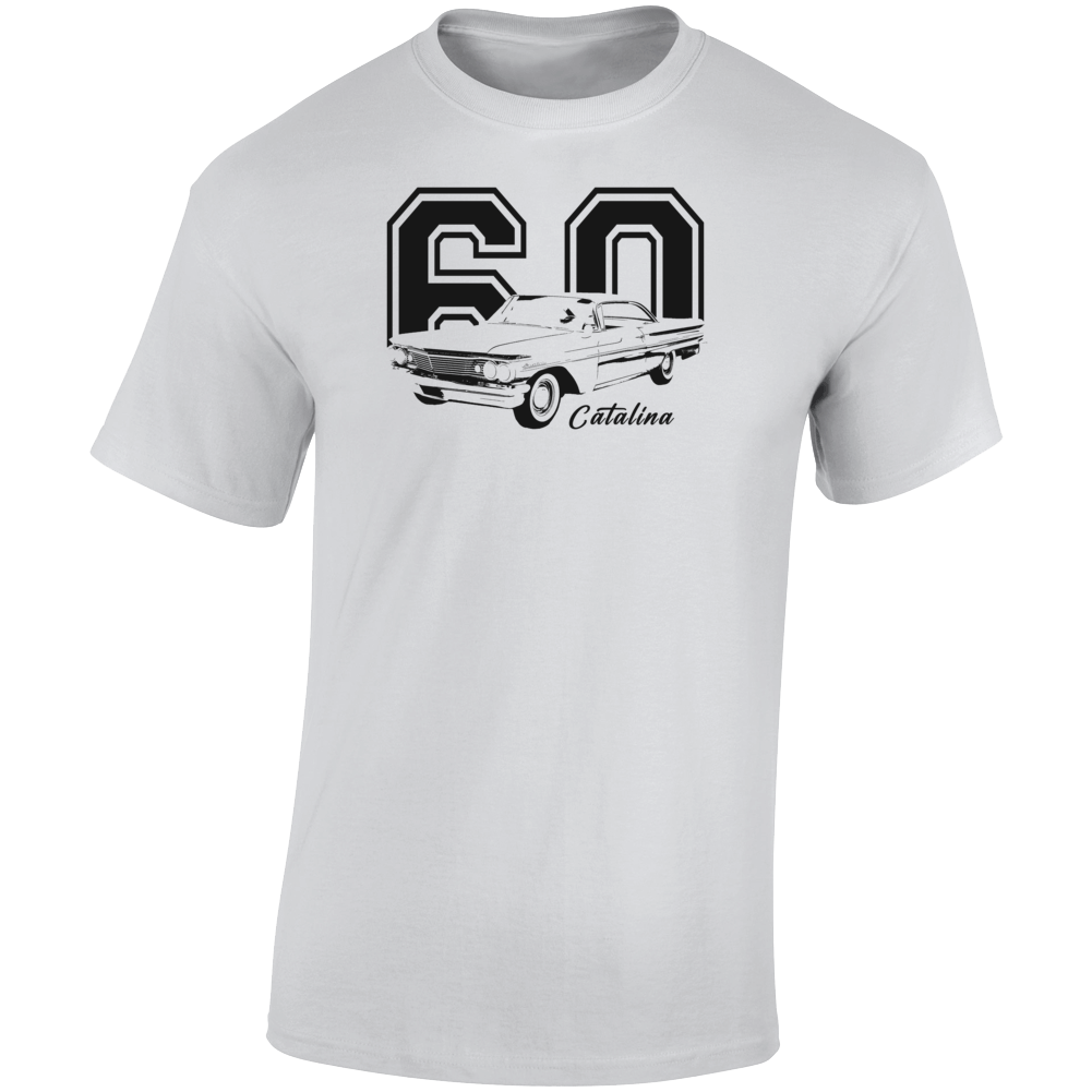 1960 Catalina Three Quarter Angle View With Year And Model Name Light Color T Shirt