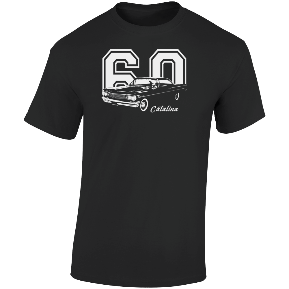 1960 Catalina Three Quarter Angle View With Year And Model Name Dark Color T Shirt