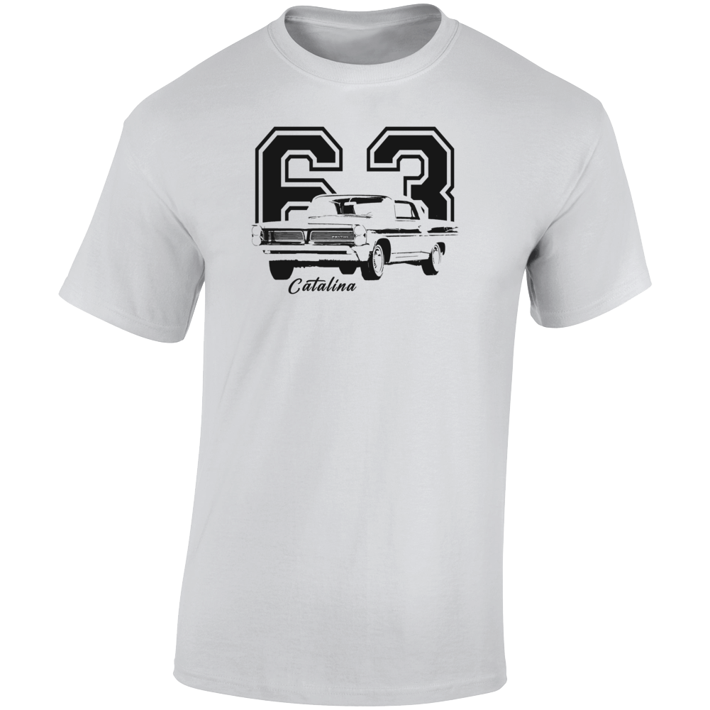 1963 Catalina Three Quarter Angle View With Year And Model Name Light Color T Shirt