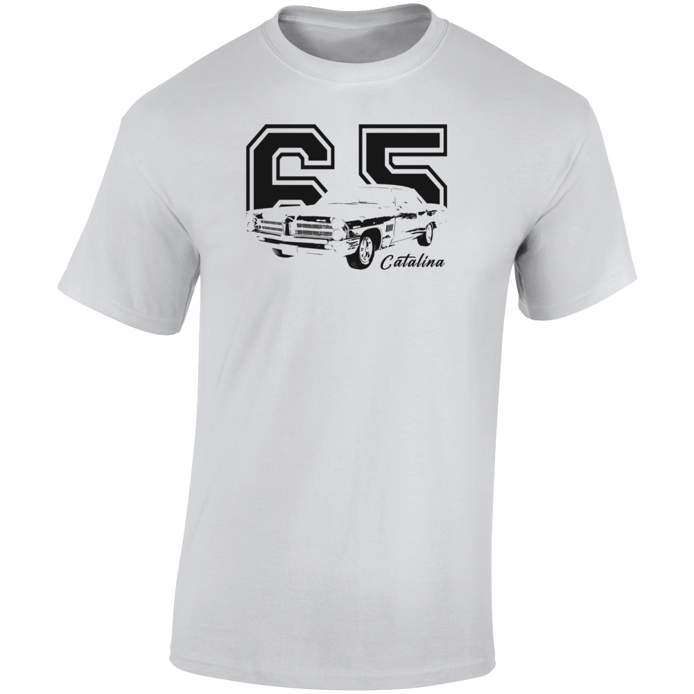 1965 Catalina Three Quarter Angle View With Year And Model Name Light Color T Shirt