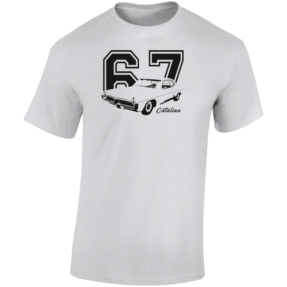 1967 Catalina Three Quarter Angle View With Year And Model Name Light Color T Shirt