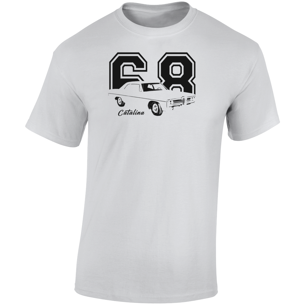 1968 Catalina Three Quarter Angle View With Year And Model Name Light Color T Shirt