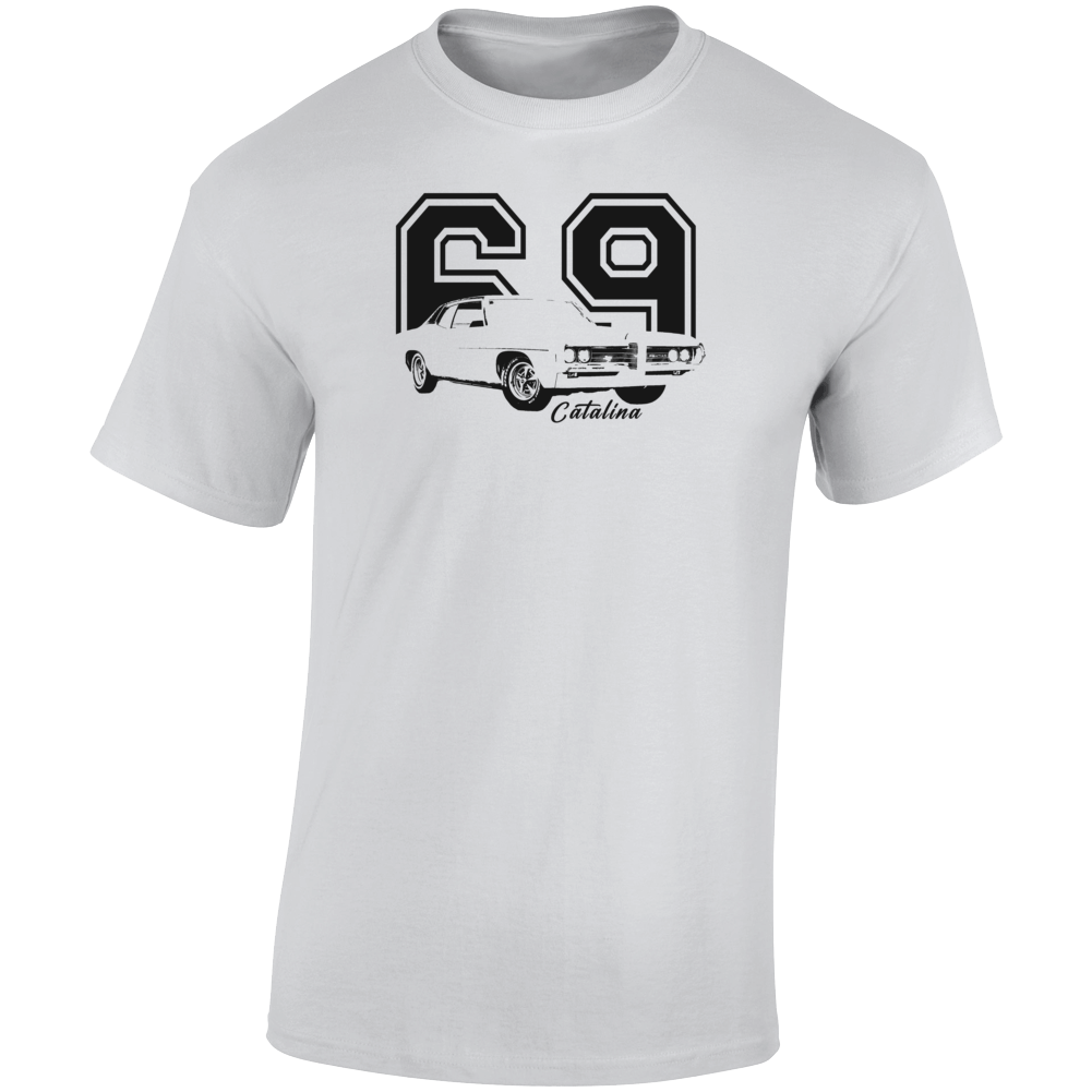 1969 Catalina Three Quarter Angle View With Year And Model Name Light Color T Shirt