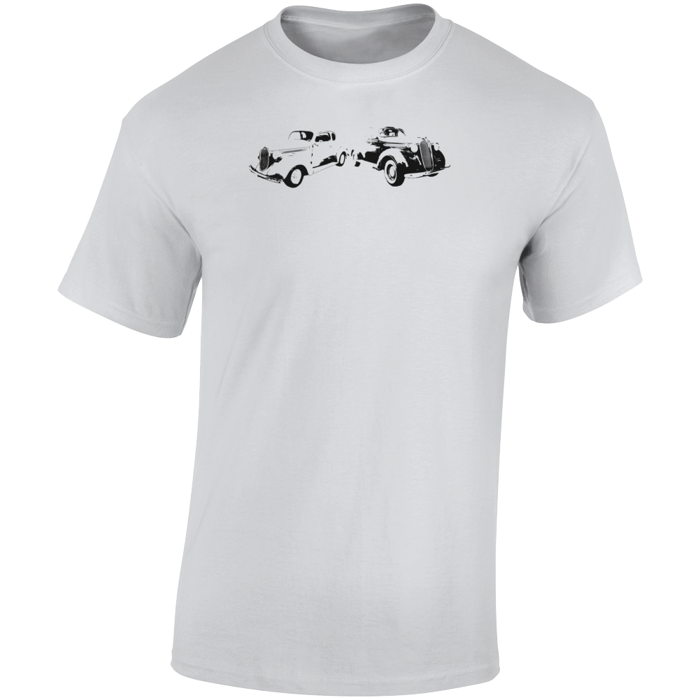 1937 4 Door Sedan &amp; 1938 Business Coupe Three Quarter Angle View Light Color T Shirt