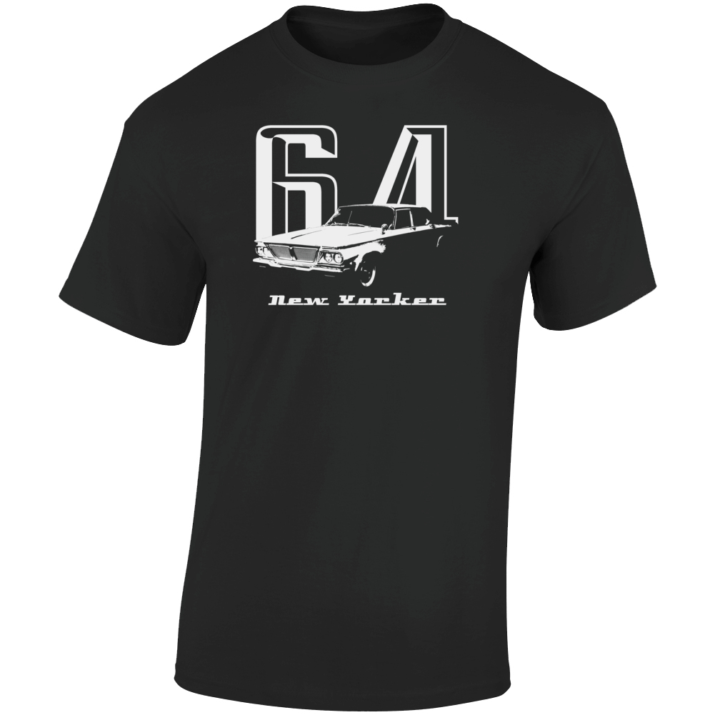1964 New Yorker Three Quarter Angle View With Year And Model Name Dark Color T Shirt