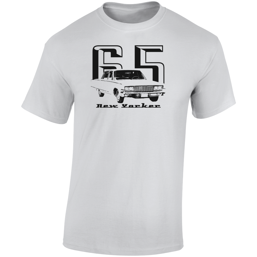 1965 New Yorker Three Quarter Angle View With Year And Model Name Light Color T Shirt