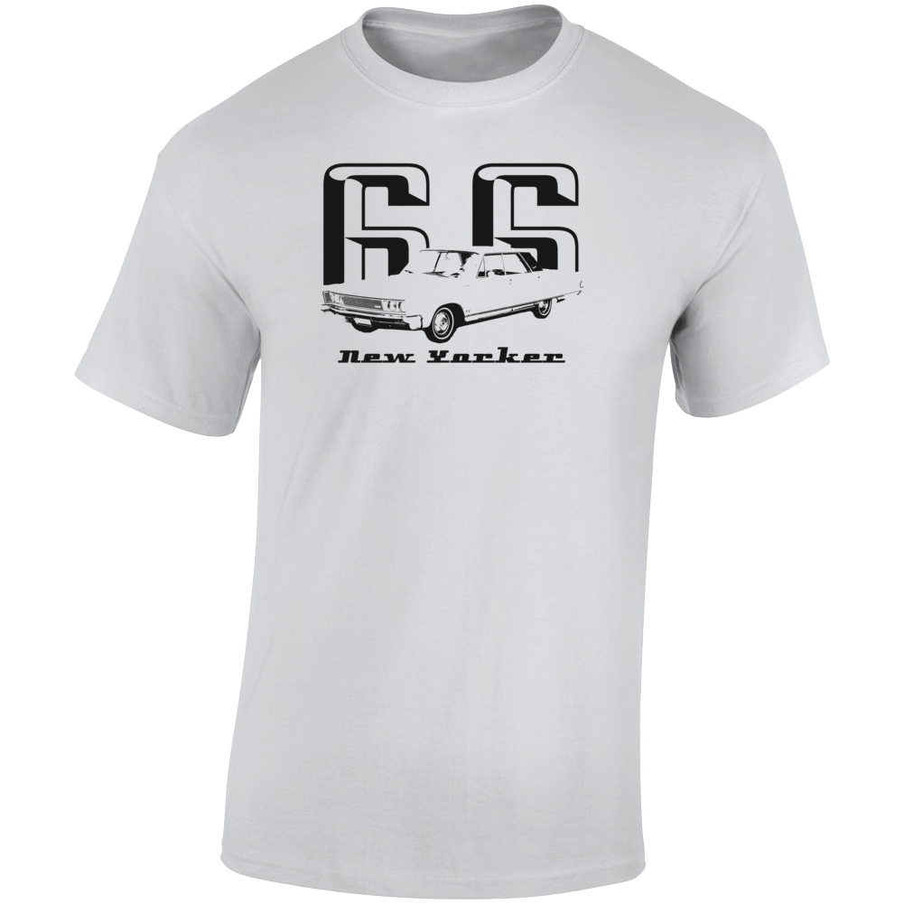 1966 New Yorker Three Quarter Angle View With Year And Model Name Light Color T Shirt
