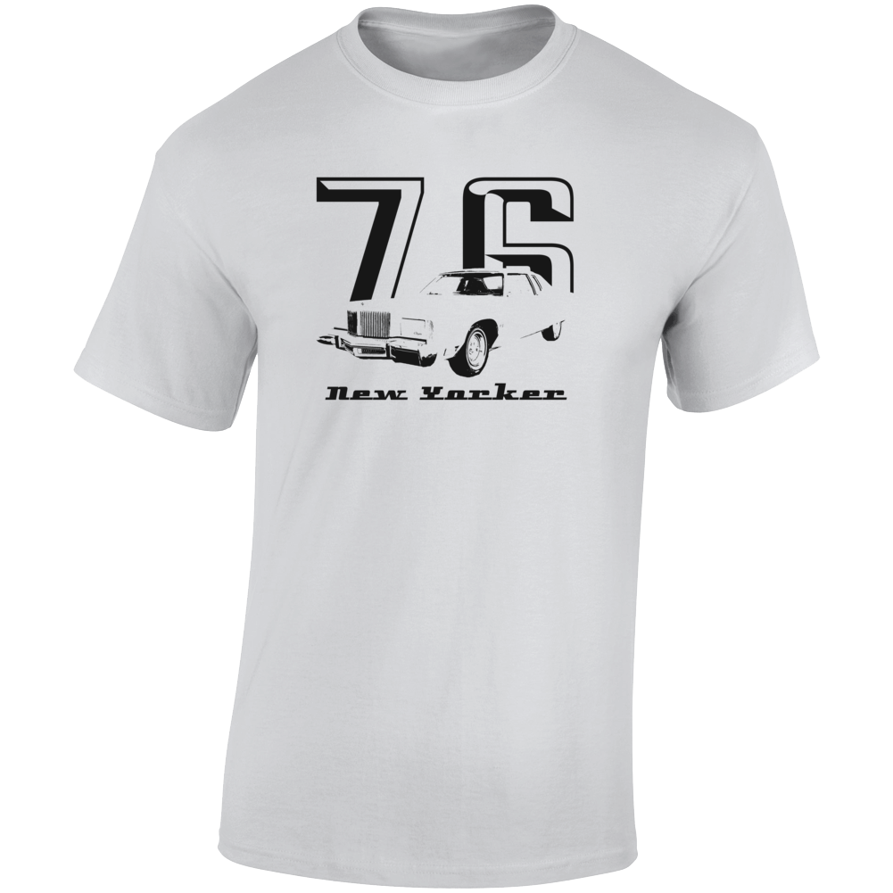 1976 New Yorker Three Quarter Angle View With Year And Model Name Light Color T Shirt