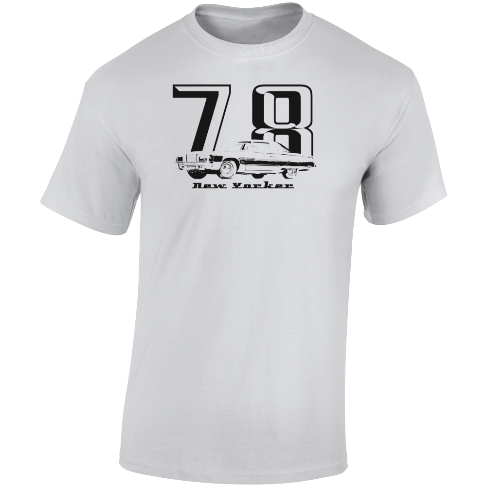 1978 New Yorker Three Quarter Angle View With Year And Model Name Light Color T Shirt