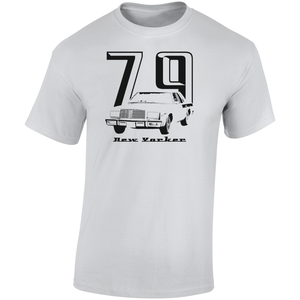 1979 New Yorker Three Quarter Angle View With Year And Model Name Light Color T Shirt