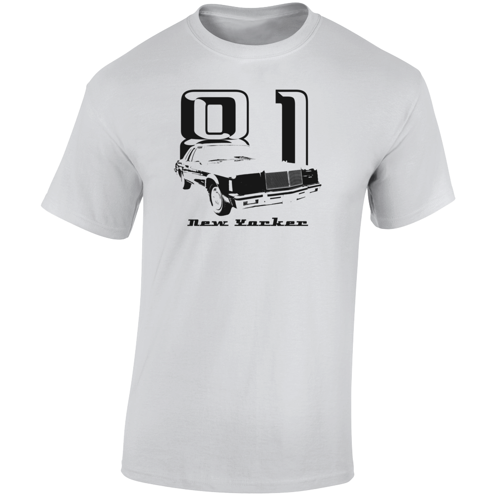 1981 New Yorker Three Quarter Angle View With Year And Model Name Light Color T Shirt