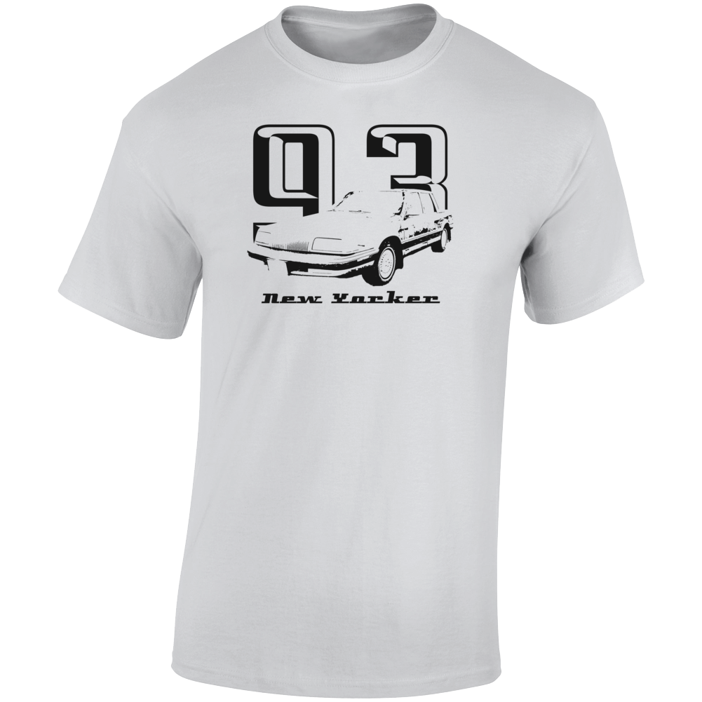 1993 New Yorker Three Quarter Angle View With Year And Model Name Light Color T Shirt