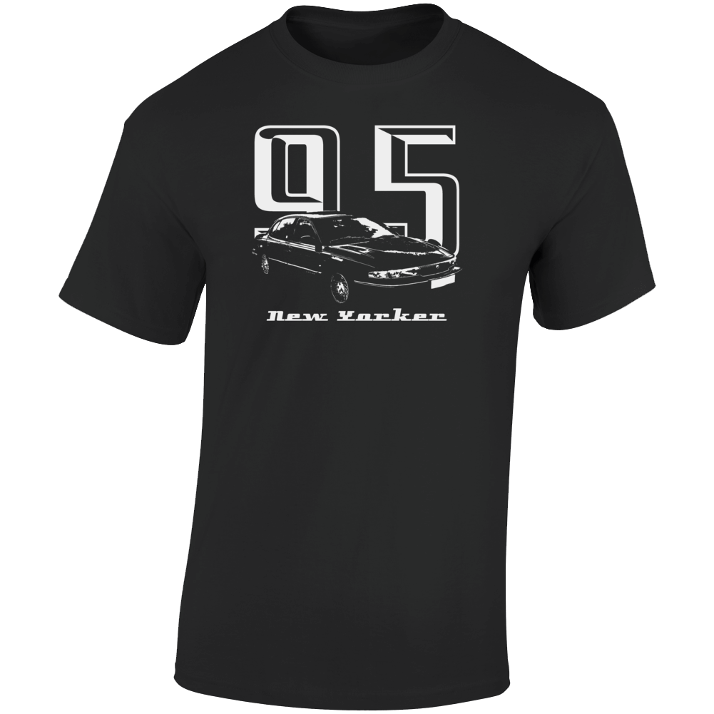 1995 New Yorker Three Quarter Angle View With Year And Model Name Dark Color T Shirt